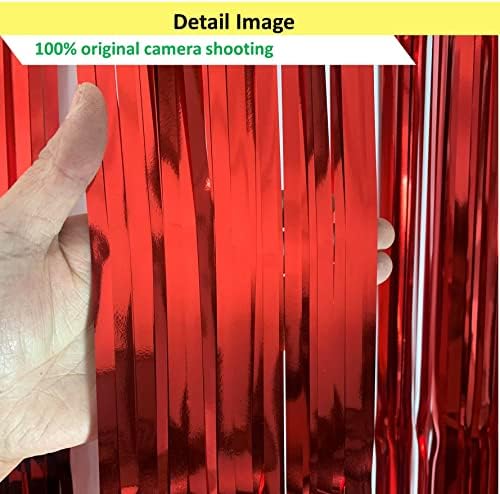 Buyuget 2 paket veliki 3.2 x 8.2 ft Crvena šljokica folija Fringe Backdrop dekoracija za zavjese-vrata Streamer