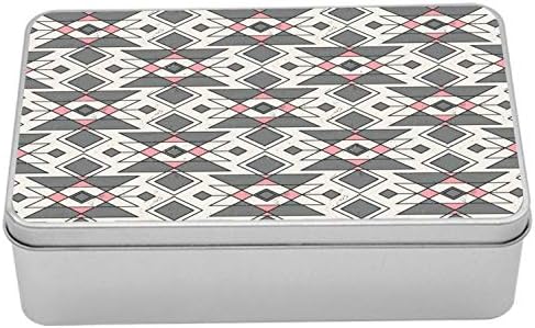 Ambesonne apstraktna limena kutija, geometrijski uzorak sa tradicionalnim efektima kulture Ispis, prenosivi