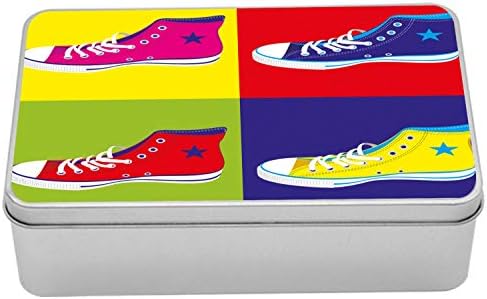 AMBESONNE TEEN TIN kutija, retro stil Sport cipele u šareno dizajn pozadinska kultura grafički tisak, prenosivi