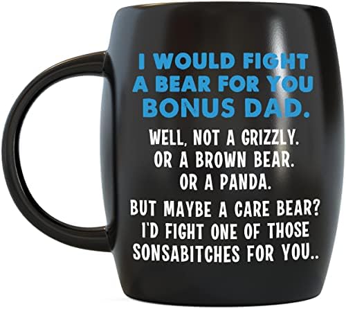 Borio bih se medvjed za tebe BonusDad za Super očuha veliki očuh od supruge korak sin kćer pokloni za tate Božić Očev dan poklon za korak-tata Funny novost Gag poklon kafa šolja čaj šolja