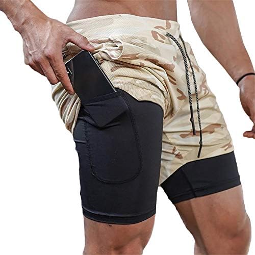 Gafeng Muškarci 2 u 1 Hladnjače za vježbanje trčanje 5 inča teretane Yoga Brze suhe kratke hlače sa džepom telefona