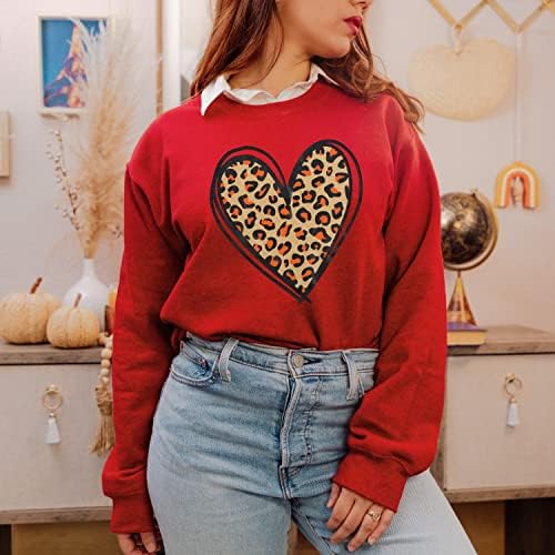 Dukserija za Valentinovo Žene Ljubavi Heart Grahic Print Dugi rukav pulover Ležerne bluze