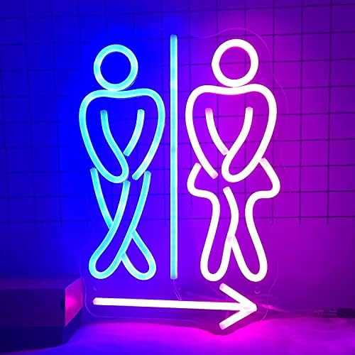 DVTEL WC LED neonski znak, prilagođena kupaonicom Strelica koja pokazuje na desnu neonsku svjetlost, zidno