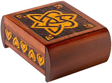Artisan sova poljska ručno rađena keltska Trojstva i srce 6 Drvena kutija sa tajnim otvaranjem