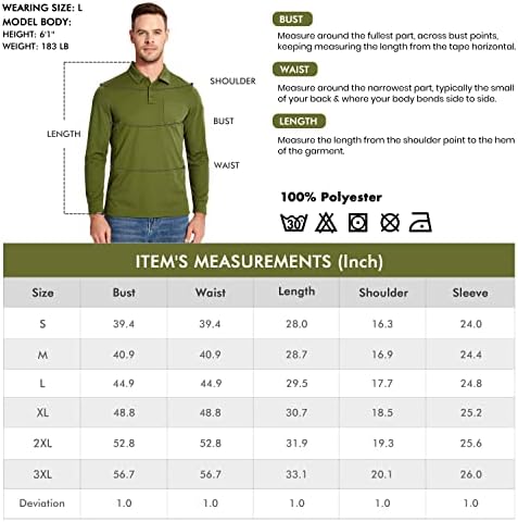 ISEEGZ Muška Polo majica Za Golf, kratke i duge rukave džepne taktičke majice za muškarce Dry Fit Casual work Sport