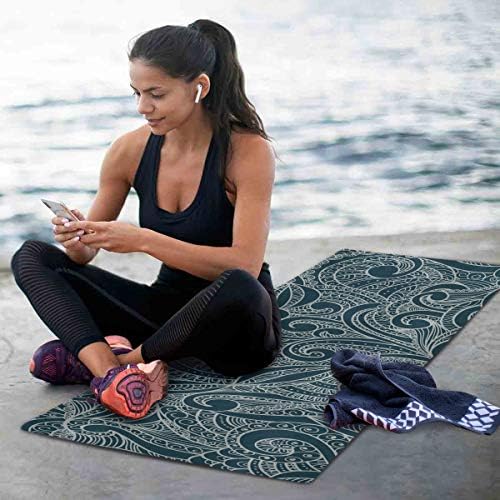 Mnsruu Yoga Mat - lagani i prenosivi plavi Totemi uzorak prostirke od prirodne gume od mikrovlakana sa torbom