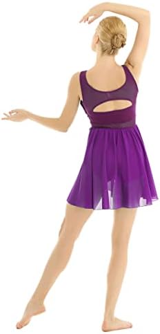 Ranrann ženski lirski ples kostim V-izrez Šifon visoke niske suvremene haljine Leotard Moderna savremena haljina