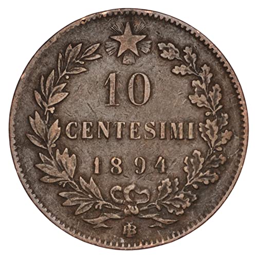 1893-1894 10 CENTESIMI ISTORIJSKI Talijanski novčić. Izdano pod Umberto I, kolonistički kralj desničarskog