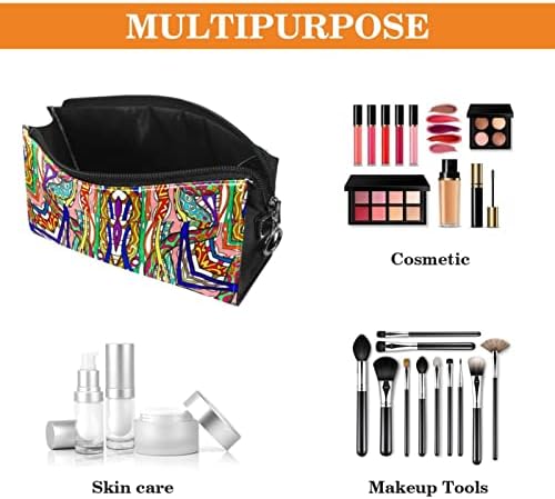 Make up torba, kozmetička torba, vodootporni organizator šminke organizatora, apstraktne umjetničke obojene linije etničke
