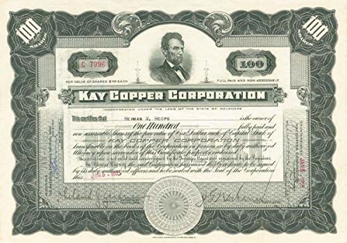 Kay Copper Corporation-Certifikat Zaliha