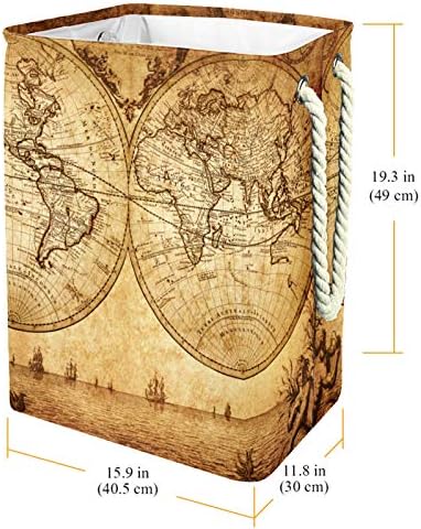 MAPOLO korpa za veš Retro stara mapa sveta Antikna sklopiva platnena korpa za odlaganje veša sa ručkama