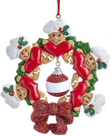 Kurt Adler Gingerbread Ginghead porodica od 5 ukrasa za personalizaciju
