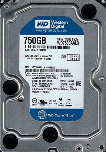 WD7500AALX-009BA0 DCM: EHRNHTJCHB WCATR Western Digital 750GB