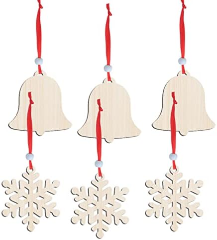 Plesni božićni ukras drvene obrt Creative Bell pahuljica Privjesak DIY ručno rađena kućna pratnja Božićna