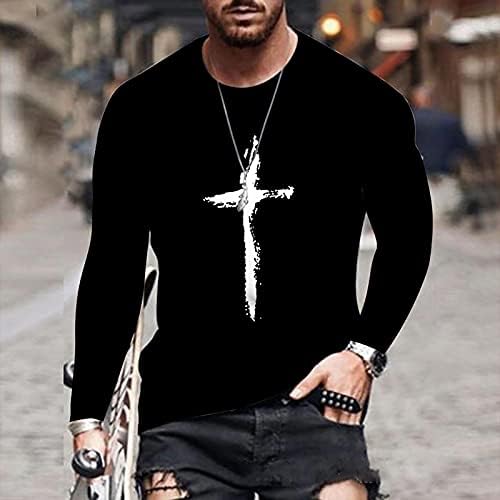 XXBR vojnik majice za muške, jesen 3D Novelty Street Faith Jesus Cross Print Workout Atletics Tee vrhovi