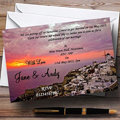 Santorini u Grčkoj u inostranstvu Personalizirani pozivnice za vjenčanje