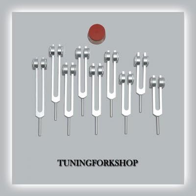 TFS Tuningforkshop 9 Pc Solfeggio ponderisani Set viljuški za lečenje aktivatorom, torbica