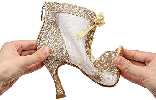 QQLONG Ženske plesne cipele za odabir plesnih plesa Open Toe Gold Latin Dance Boots Tango Salsa Performans