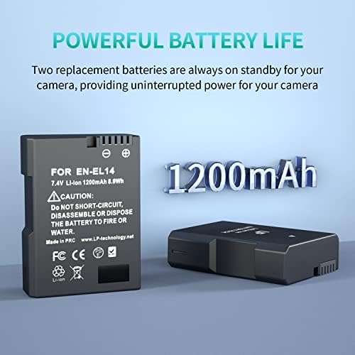 EN-EL14 baterija, LP 2-pack EN EL14A zamjenska baterija, kompatibilna sa D3500, D5600, D3500, D3100, D3500,