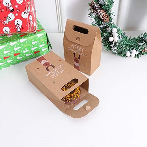 Abaodam 10pcs božićne torbe za bombone kraft papir poklon kesice crtane goody torbe za ruke za festival