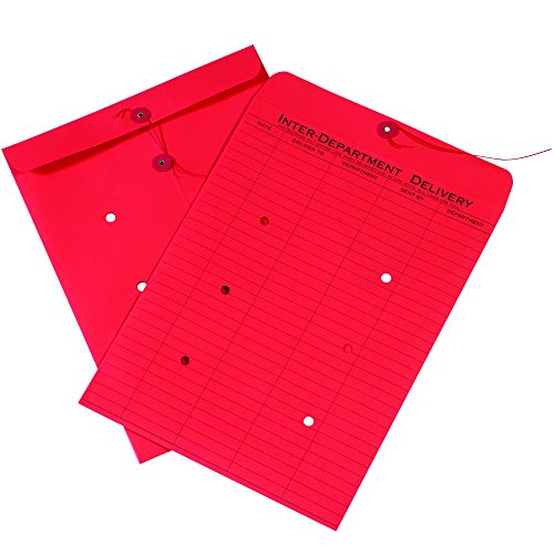 Međusektorske koverte, 10 x 13, Crvene, zatvaranje žica i dugmadi, za višekratnu upotrebu, za isporuku pošte