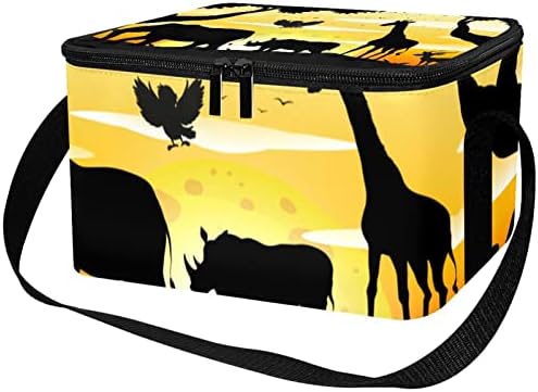 JAVENPROEQT Silueta Safari scena u zoru izolovana Školska kutija za ručak za tinejdžere i djevojčice, izdržljiva