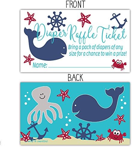 Karte za tombolu za nautičke pelene - igra pod morem Baby Shower