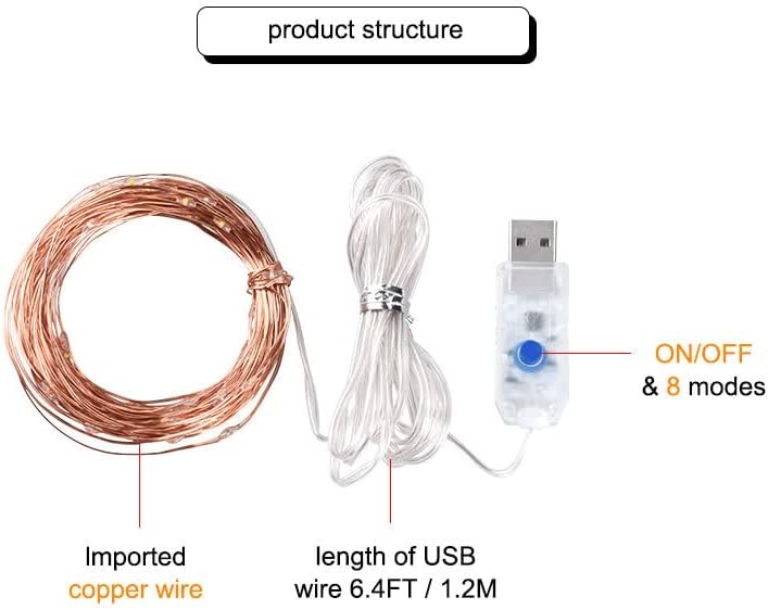 1pc USB Multi Color 20m/200led Fairy svjetla za žičane DIY bakarne žice za zabavu