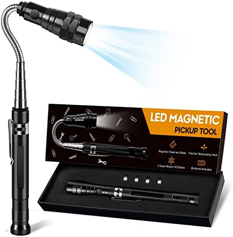 LED Magnetic Pickup Tool, Fathers Day Pokloni za tatu muža Djeda, Cool Gadget sa LED svjetla, proširiv vrat,