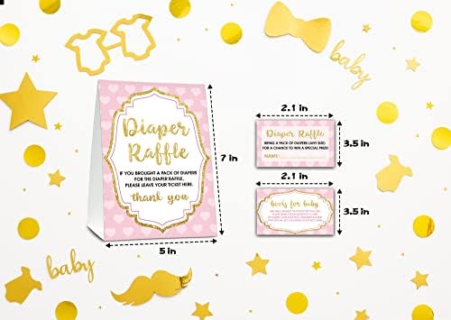 Baby Shower Cards Kit - mali princeza Set 25 Baby Shower pozivnice sa kovertama, pelene Tombola znak & karte, Hvala razglednice, zahtjev za knjige kartice za Baby Shower-Pink & zlato Baby Shower Party Favor ukras