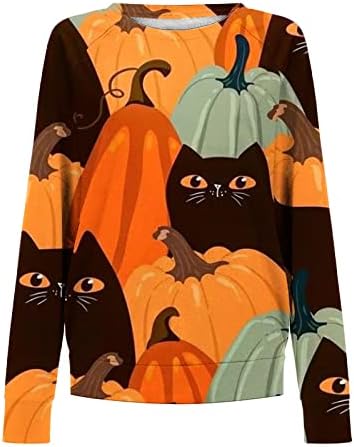 LADY FALL Zimski džemper Top 2023 Crewneck s dugim rukavima grafički odmor Halloween labav fit bluza majica