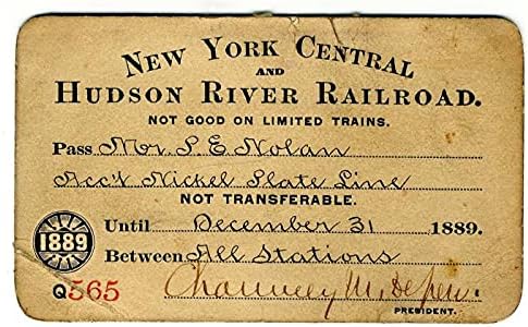 New York Central and Hudson River Railroad Co. Propusnica potpisana od Chauncey Depew
