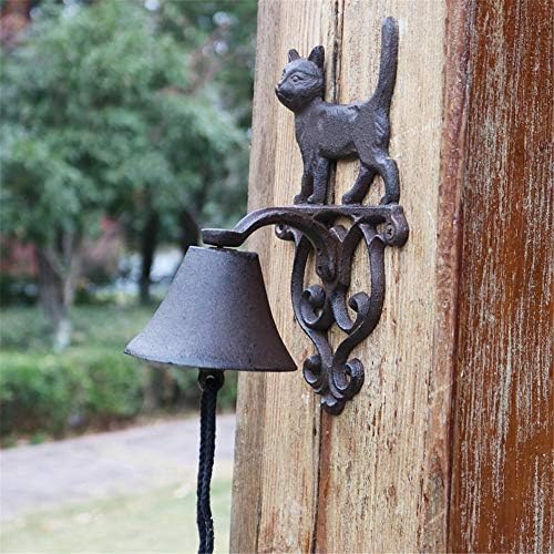 Rustikalni stil Vintage viseće Zvono za vrata od livenog gvožđa sa ukrasom za mačke i zidnim nosačem tradicionalni