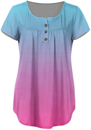 Žene ljetne vrhove Kratki rukav Y2K majice Prevelike majice, ležerna estetska ugodna tunika Flowy Button