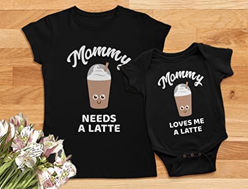 Smiješno latte mammy i ja podudaraju odjeću za majke majke mama i dječje majice