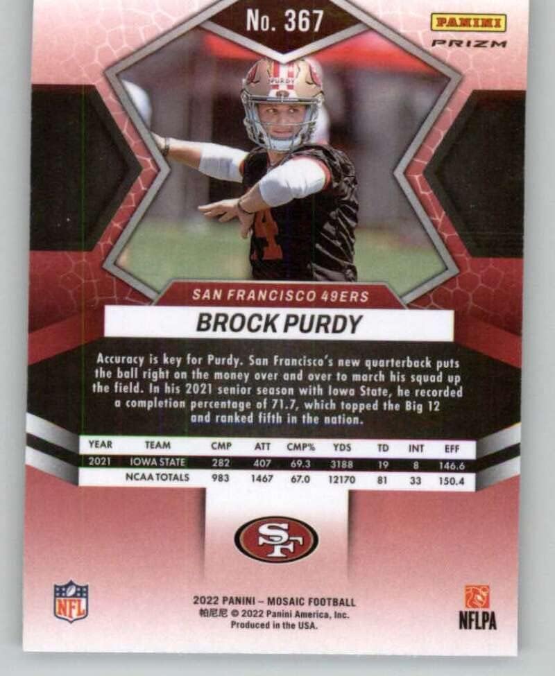 2022. Panini mozaik mozaik Camo Pink 367 Brock Purdy Rc Rookie San Francisco 49ers NFL fudbalska trgovačka