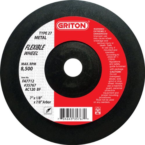 GRITON FA7712 Tip 27 Fleksibilni površinski točak koji se koristi na metalu, aluminij i nehrđajući čelik, aluminijum oksid / silicijum karbid, 8500 o / min, 7 promjera