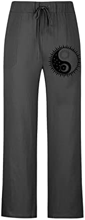 Muške pamučne posteljine hlače Ljeto labavi elastični struk džepovi za vuče hlače, ležerne lagane vintage