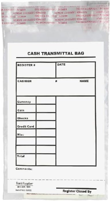 BankSupplies Cash Transmittal torbe | slučaj 100 / 6W x 9H | Tamper evidentno | jasno poliuretanski Film