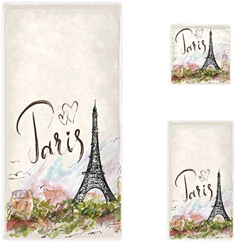 Naanle Moderan Eiffel Tower Paris Art Slikarstvo Mekani luksuzni ukrasni set od 3 ručnika, 1 ručnik za kupanje