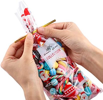 Yoption 150 paket Božić celofan torbe, poslastica torbe sa Twist kravate za Cookie Candy Božić potrepštine