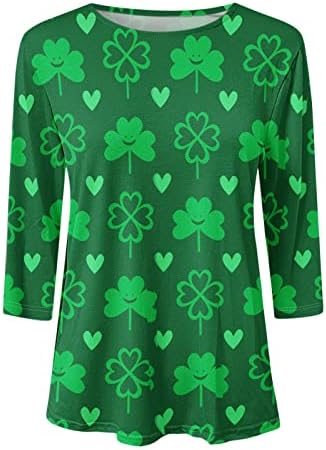 KCJGIKPOK Womens St Patricks Dan 3/4 rukavske ljetne majice, Shamrocks Ispis Harund vrat ljetni bluza
