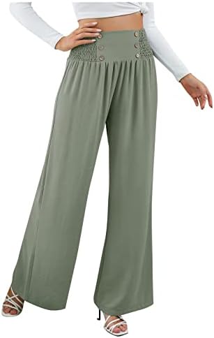Cokeera široke pantalone za noge za žene Ležerne prilike široke vučne koferske pantalone elastične visoke