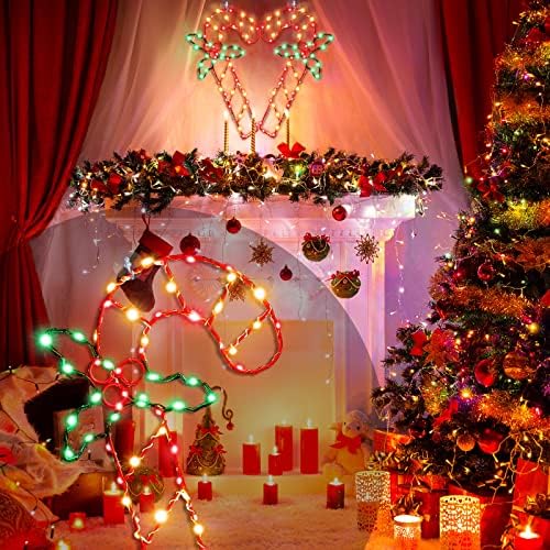 16-inčna Božićna Candy Cane prozorska svjetla, osvijetljena Candy Cane sa 8 modovima i tajmerom, daljinskim