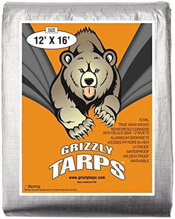 B-Air, Grizzly Tarp, 8x10, višenamjenska teška vodootporna Tarp, 14 x 14 tkanja, srebro
