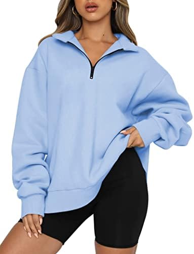 EFAN Womens Oversized half Zip pulover duks sa dugim rukavima Quarter Zip trendi dukserica Ouffits tinejdžerke