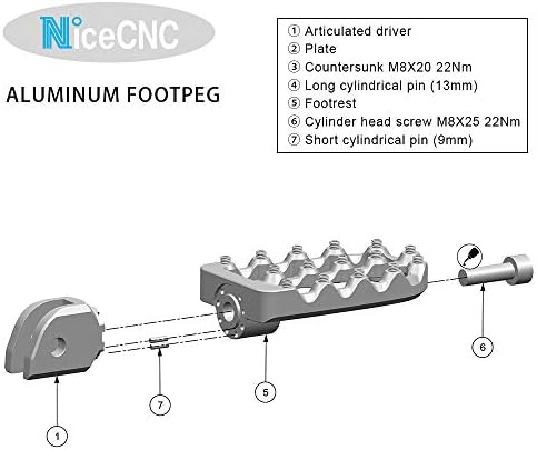 NICECNC Crni klinovi za noge pedale za noge jastučići oslonac za noge kompatibilan sa Kawasaki KLR650 1987-2018