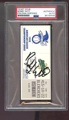 Bobby Witt potpisan autogram Auto PSA / DNK Coa bejzbol ulaznica 1992 Alcs A's - autogramirani MLB fotografije