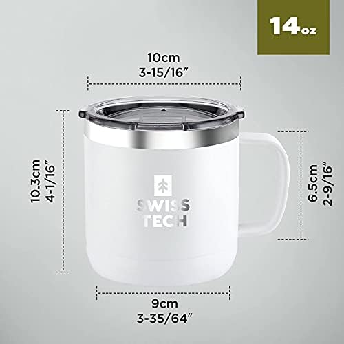 Švicar + TECH 14 oz šalice za kavu, vakuum izolirana šolja sa poklopcem, dvostruki zid od nehrđajućeg čelika
