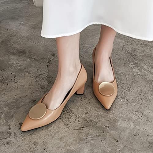 Ženska jednostavna i elegantna opruga i ljetna obična jednostavna gusta potpetica ženske kožne cipele
